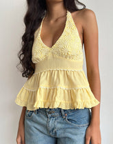 Juanita Frill Halterneck Top in Yellow