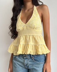 Juanita Frill Halterneck Top in Yellow