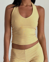 Jules Top in Stripe Jersey Yellow Grey