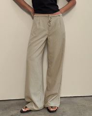 Juria Trouser in Neutral Khaki Stripe