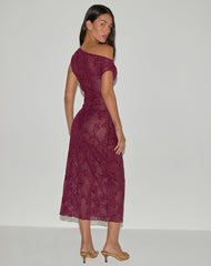 Kaido Midi Dress in Sequin Knit Burgundy