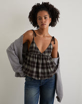 Kaoru Triangle Bust Cami Top in Grey Check