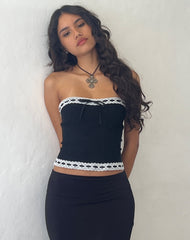 Karida Lace Edge Corset Top in Black