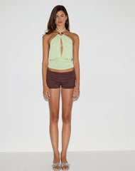 Karise Plunge Top in Cupro Green