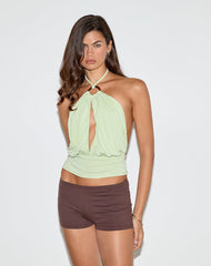 Karise Plunge Top in Cupro Green