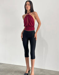 Karise Plunge Top in Rayon Burgundy