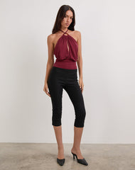 Karise Plunge Top in Cupro Dark Red