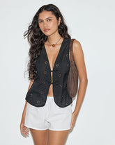 Kayve Top in Flower Broderie Black