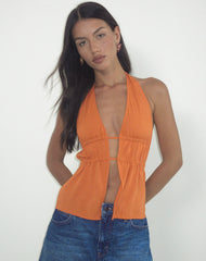 Kaytia Halterneck Top in Double Tie Sunset Orange