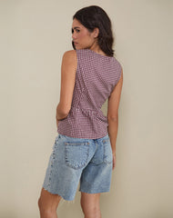 Kayvata Top in Mini Gingham Wine