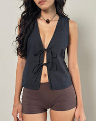 Kayve Tie Front Top in Black