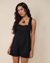 Kenna Babydoll Playsuit in Poplin Black