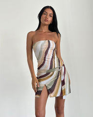 Kevsra Bandeau Mini Dress in Mesh Wiggle Sunset
