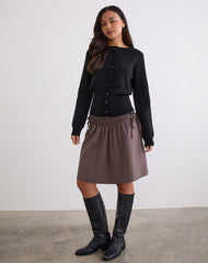 Khimar Gathered Midi Skirt in Peppercorn