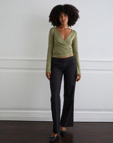 Kien Long Sleeve Wrap Top in Olive