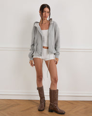 Kit Cinched Waist Hoodie in Grey Marl