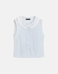 Kitami Shirt in Linen White Blue Stripe