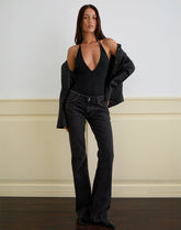 Kitty Deep Plunge Bodysuit in Black