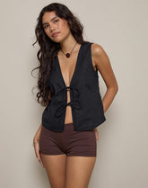Kayve Tie Front Top in Black