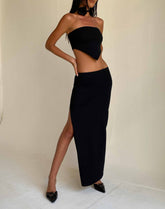 Stusie Split Hem Maxi Skirt in Black