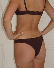 Adrienne Thong in Jersey Chocolate with Pink Bow