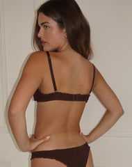 Laina Bra in Jersey Chocolate with Pink Bow