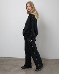 Lark Loose Fit Joggers in Black with Studs
