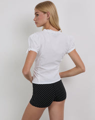 Legra Frill Neck Shirt in Poplin White