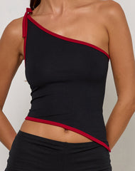 Lenti Asymmetric Top in Black with Adrenaline Red Binding