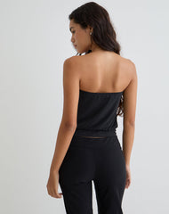 Leocadia Bandeau Top in Cupro Black