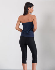 Leocadia Long Bandeau Top In Cupro Navy