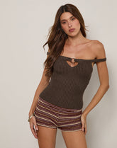 Lesly Bardot Top O Ring in Brown