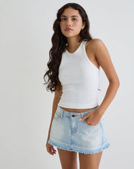 Low Rise Denim Mini Skirt in Icy Blue