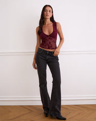 Lihat Top in Botanical Flock Flower Maroon