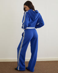 Oze Track Pant in Cobalt Blue with Buttermilk Binding