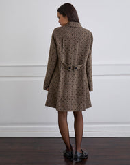 Lirena Longline Coat in Polka Brown