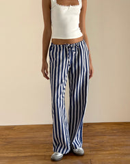 Lirura Trouser in Chunky Stripe White Navy