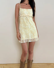 Liuka Mini Dress in Smudge Floral Yellow