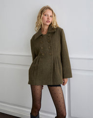 Locarti Coat in Herringbone Olive