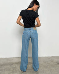 Low Rise Parallel Jeans in Blue Stone