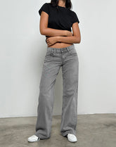 Low Rise Parallel Jeans in Grey Wash