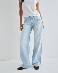 Low Rise Parallel Jeans in Icy Blue