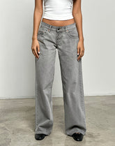 Low Rise Roomy Jeans in Bleach Grey