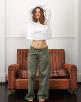 Low Rise Roomy Jeans in Fern Green