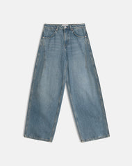 Low Slung Roomy Jeans in Vintage Blue Green