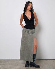 Luciara Midi Skirt in Glitter Knit Khaki