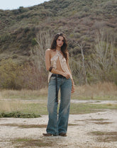 Low Rise Parallel Jeans in Extreme Blue Green