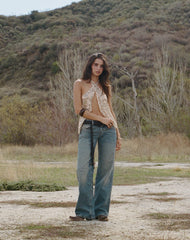 Low Rise Parallel Jeans in Extreme Blue Green