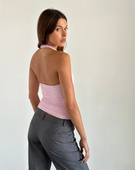 Maggha Halterneck Top in Crinkle Pink