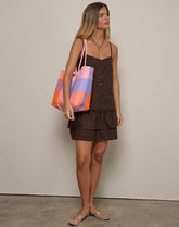 Mailina Linen Button Up Mini Dress in Chocolate Brown